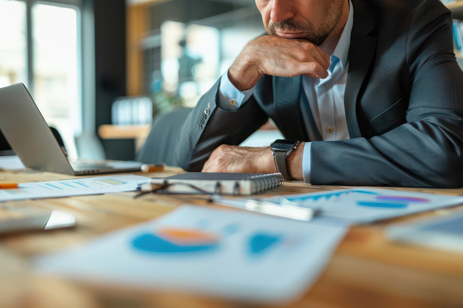 CEO in a tense meeting about company s financial struggles and loans, Struggle, seeking solutions